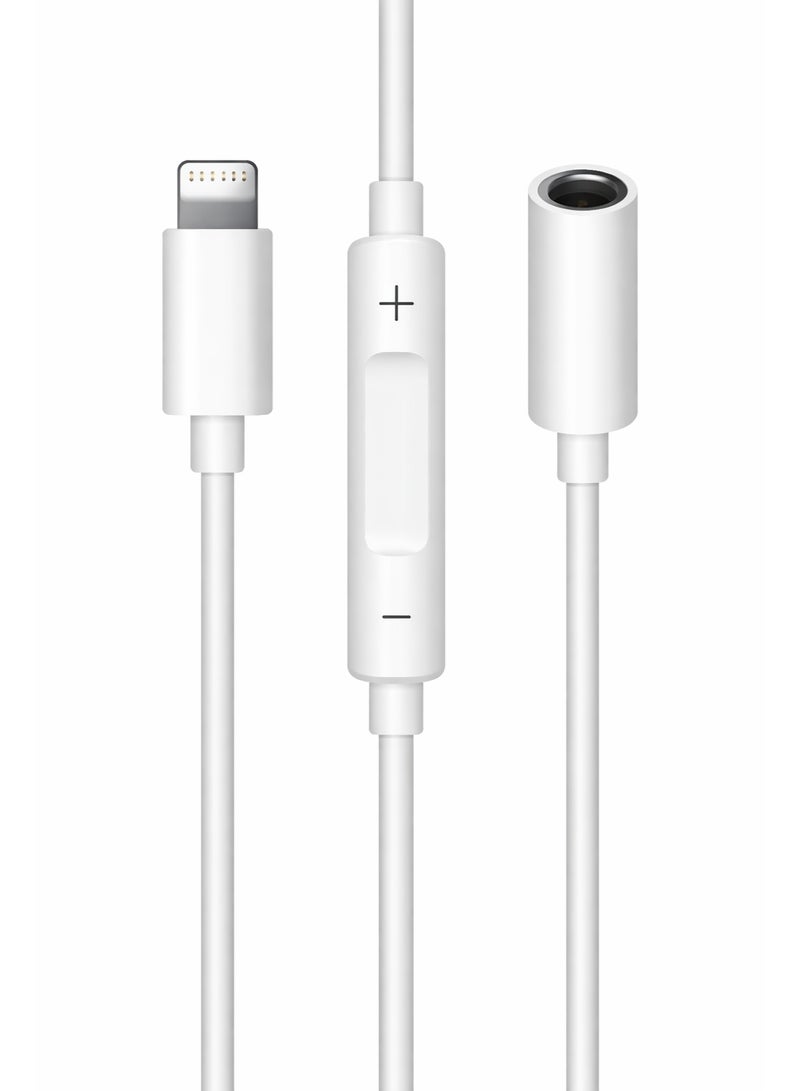 WUW Lightning to 3.5mm AUX Audio Cable 10cm with Volume Control – Compatible with iPhone – High Quality Sound - Image 4
