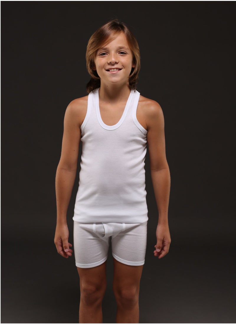 DeloPik EveryOne Boys Cotton white undershirt,Vest and boxer underwear set (pack of 1)(15-16 YEARS)  - Image 1