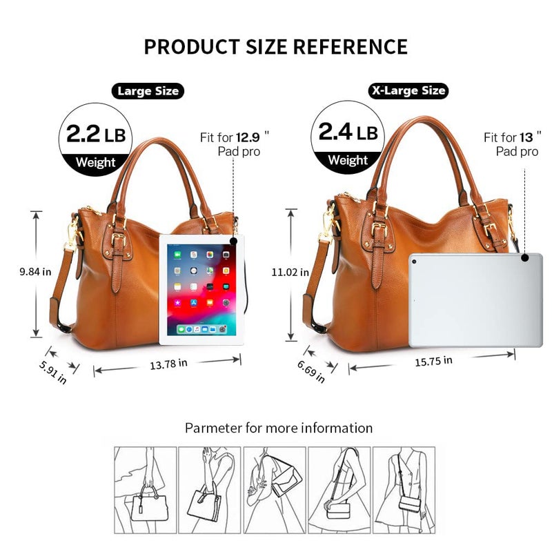Kattee Leather Handbags Tote Shoulder Bag for Woman Satchel Designer Purse Top Handles Crossbody Bag Large Capacity - Image 3