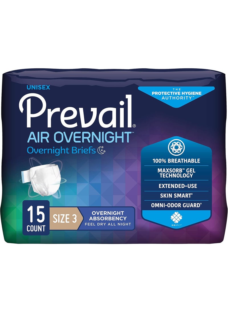 Prevail - Prevail Proven - Air Overnight Briefs with Tabs - Size 3 - Overnight Absorbency - 15 Count - Image 1