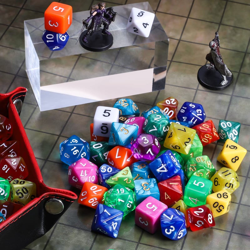 QMay DND Dice Set 15 X 7 Polyhedral Dice (105pcs) with 1 Large Flannel Bag, D&D Dice (D4 D6 D8 D10 D% D12 D20) for Dungeons and Dragons RPG MTG Table Games - Image 4