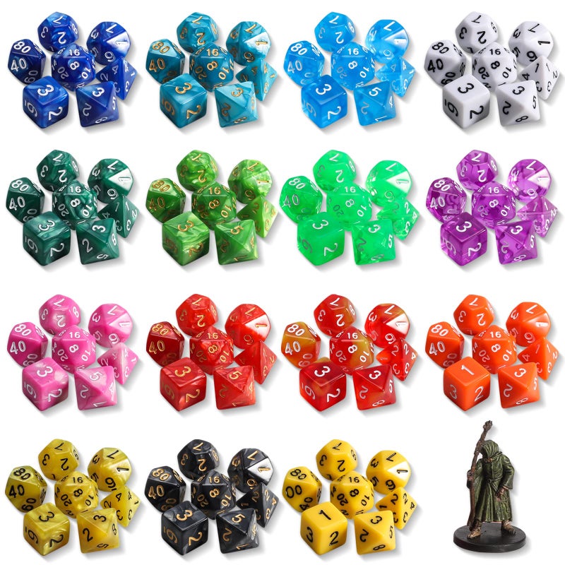 QMay DND Dice Set 15 X 7 Polyhedral Dice (105pcs) with 1 Large Flannel Bag, D&D Dice (D4 D6 D8 D10 D% D12 D20) for Dungeons and Dragons RPG MTG Table Games - Image 2