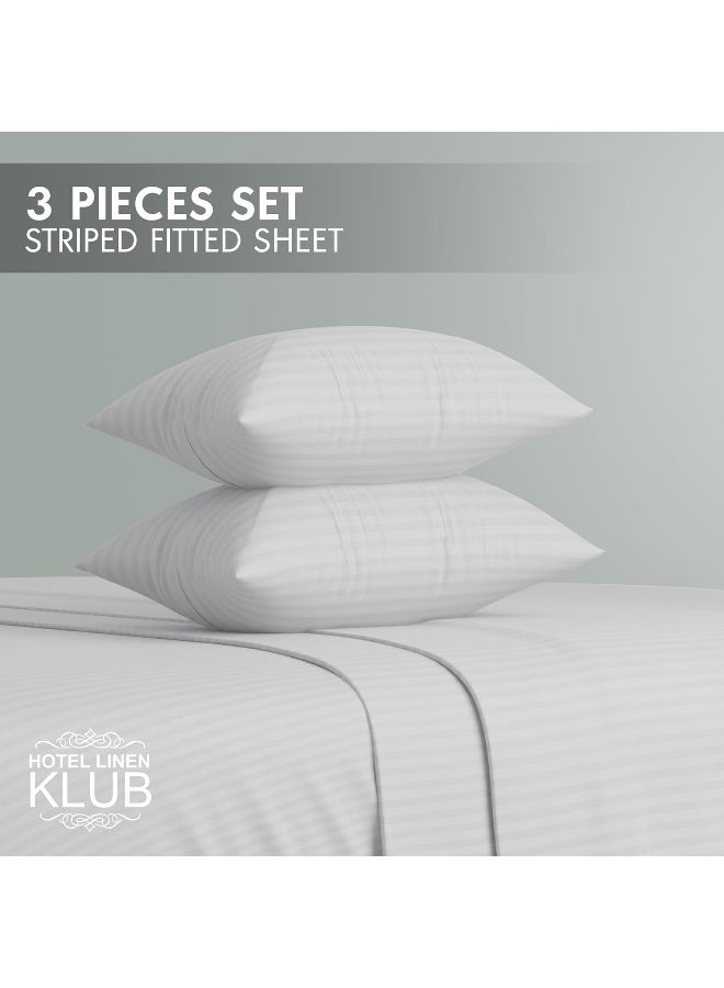Hotel Linen Klub Hotel Linen Klub Striped Microfiber Fitted Sheet Set - Queen  - Image 3