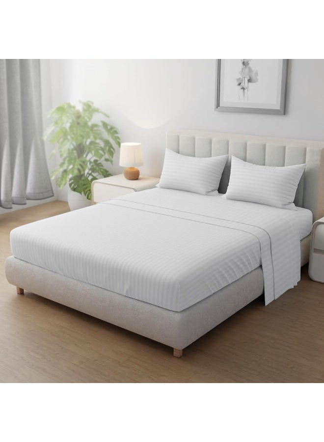 Hotel Linen Klub Hotel Linen Klub Striped Microfiber Fitted Sheet Set - Queen  - Image 1