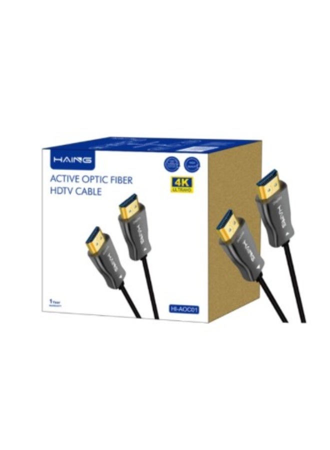 Haing كابل HDMI 2.0 4K للألياف الضوئية النشطة مع إيثرنت 10م - Image 1
