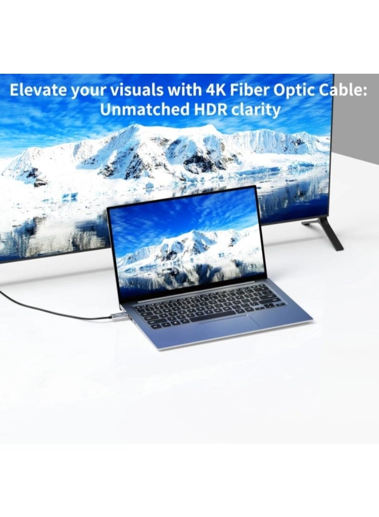 Haing كابل HDMI 2.0 4K للألياف الضوئية النشطة مع إيثرنت 10م - Image 2