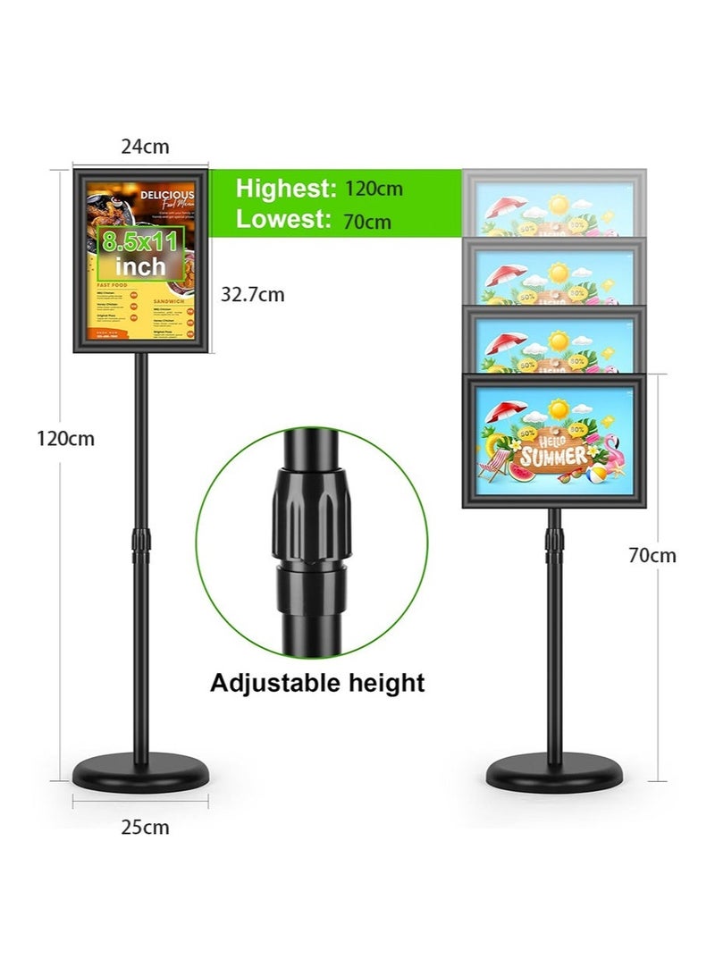 Aikanbo Sign Holder Poster Stand A4 Size Adjustable Heavy Duty Weighted Base Floor Standing Aluminum Snap Open Frame Horizontal/Vertical Display for Indoor/Outdoor Advertising（1Pack，Black） - Image 4