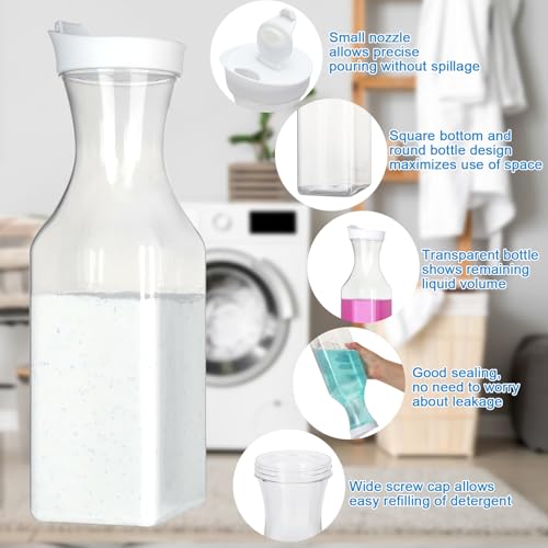 VZZNN 6 Pack Laundry Detergent Dispenser 53 oz Laundry Soap Dispenser with 20 Label Laundry Room Organization for Liquid Powder Bleach Scent Booster Beads - Image 3