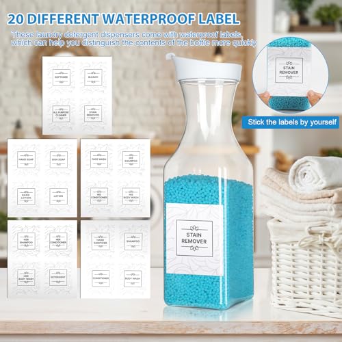VZZNN 6 Pack Laundry Detergent Dispenser 53 oz Laundry Soap Dispenser with 20 Label Laundry Room Organization for Liquid Powder Bleach Scent Booster Beads - Image 4