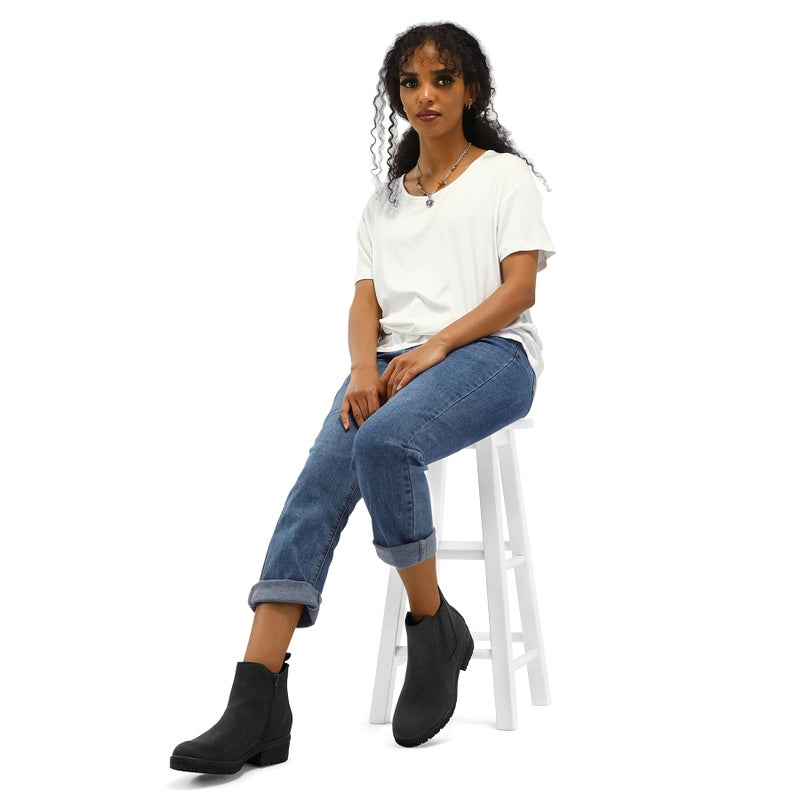 mysoft Women's Chelsea Ankle Boots Side Zipper Chunky Block Low Heel Booties Lug Sole Short Boots - Image 5