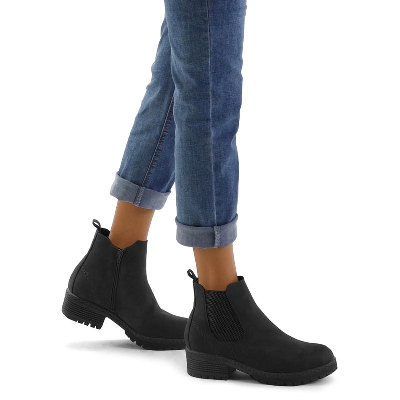 mysoft Women's Chelsea Ankle Boots Side Zipper Chunky Block Low Heel Booties Lug Sole Short Boots - Image 2