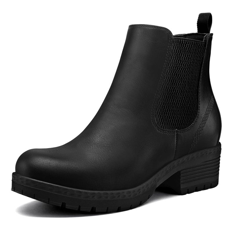 mysoft Women's Chelsea Ankle Boots Side Zipper Chunky Block Low Heel Booties Lug Sole Short Boots - Image 1