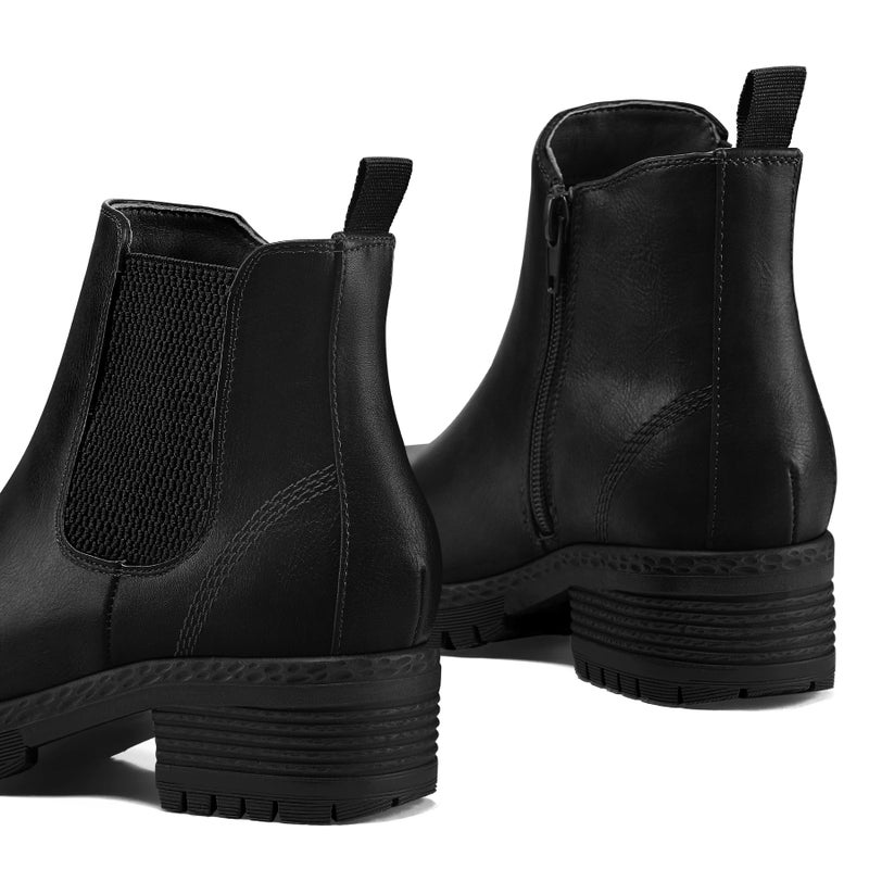 mysoft Women's Chelsea Ankle Boots Side Zipper Chunky Block Low Heel Booties Lug Sole Short Boots - Image 4