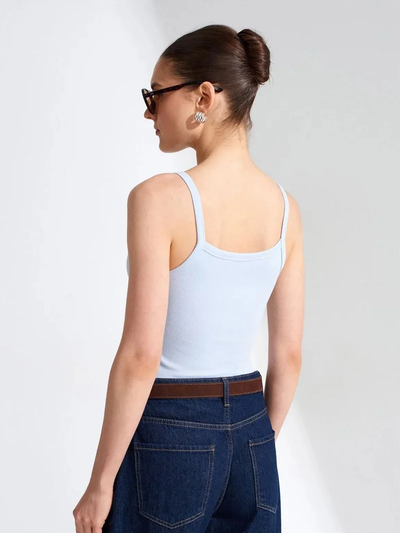 ديلفين DILVIN Ribbed Halterneck Sleeveless Blouse