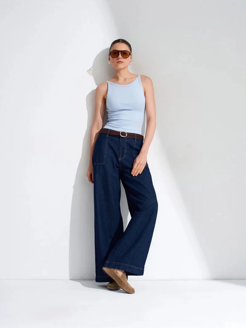 ديلفين DILVIN Ribbed Halterneck Sleeveless Blouse