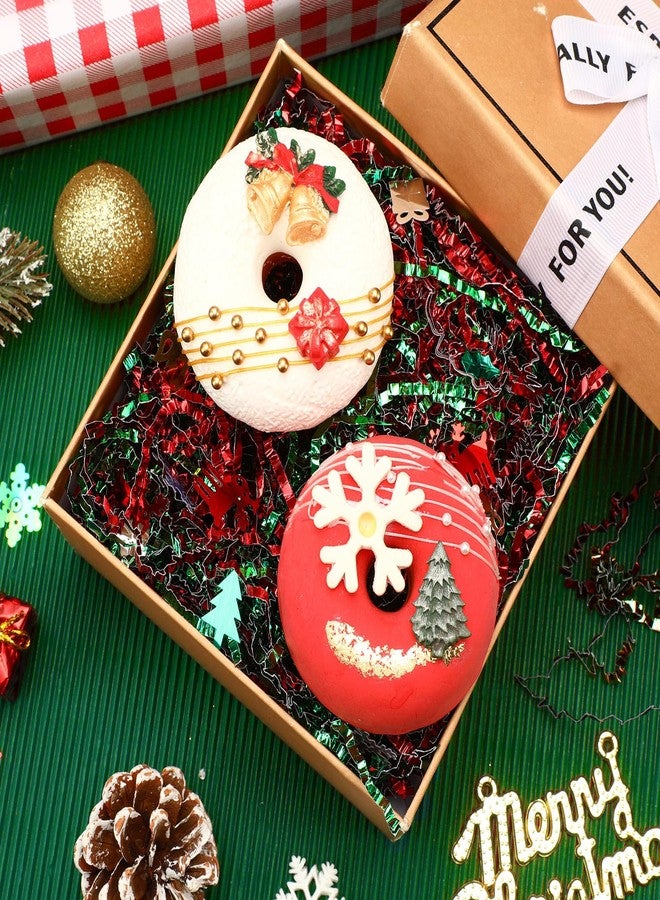Jansun 1 LB Metallic Red Green Christmas Crinkle Cut Paper, Shredded Paper with Christmas Tree Snowflake Bell Confetti for Gift Baskets Box Bag Gift Wrapping Filler Stuffers Decorations - Image 2
