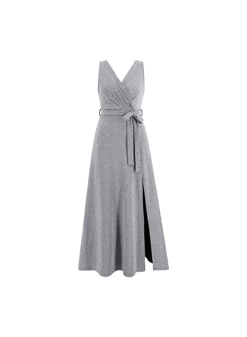 Loquat Sleeveless V-neck Party Dress Split Dress  - Image 1