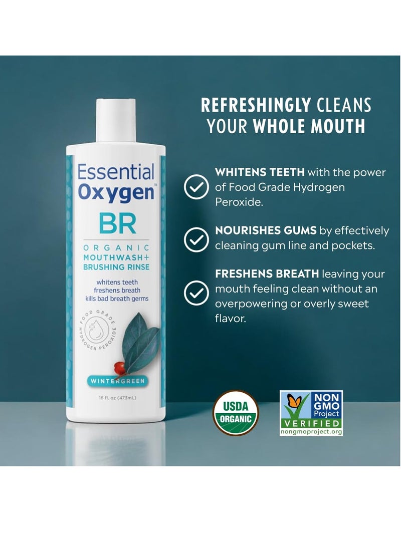 Essential Oxygen Essential Oxygen Certified BR Organic Brushing Rinse, All Natural Mouthwash for Whiter Teeth, Fresher Breath, and Happier Gums, Alcohol-Free Oral Care, Wintergreen, 16 Ounce  - Image 4