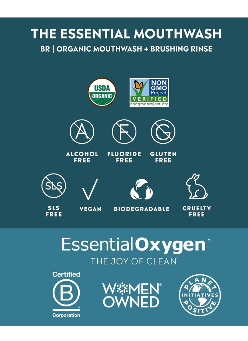 Essential Oxygen Essential Oxygen Certified BR Organic Brushing Rinse, All Natural Mouthwash for Whiter Teeth, Fresher Breath, and Happier Gums, Alcohol-Free Oral Care, Wintergreen, 16 Ounce  - Image 5