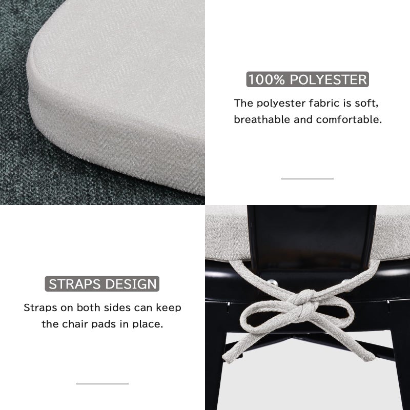 BAIBU baibu 14In Metal Chair Cushion with Ties  Set of 4 Non-Slip Metal Dining Chair Pads Kitchen Seat Cushions with Machine Washable Cover  14x14x1.5in  White - Image 4