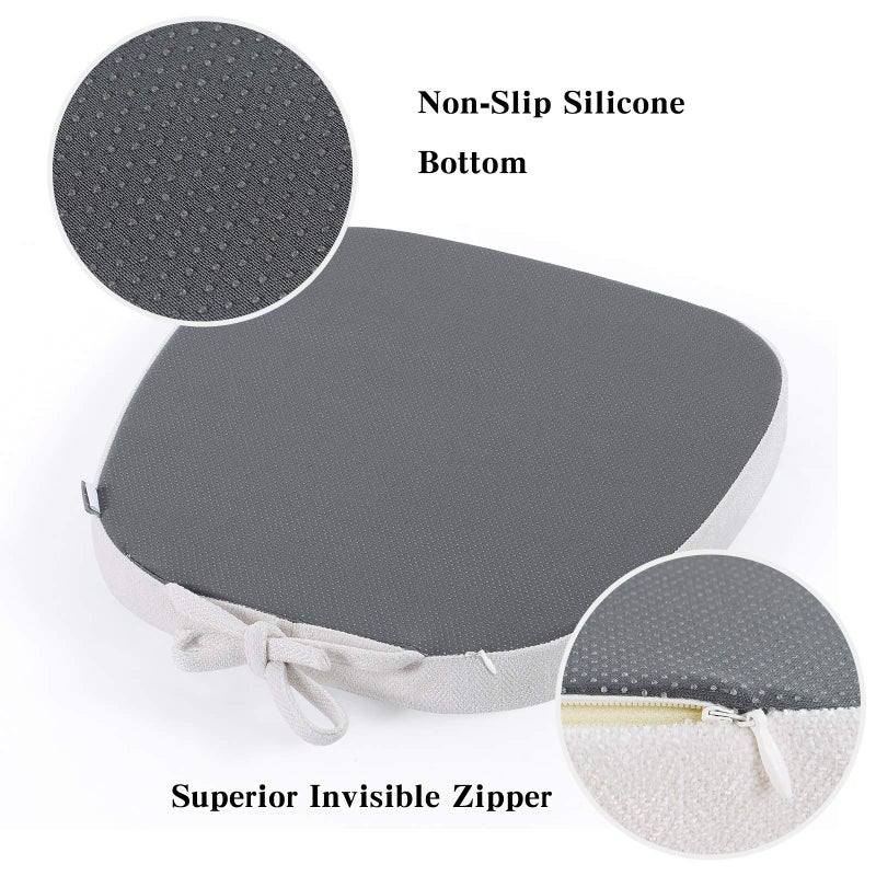 BAIBU baibu 14In Metal Chair Cushion with Ties  Set of 4 Non-Slip Metal Dining Chair Pads Kitchen Seat Cushions with Machine Washable Cover  14x14x1.5in  White - Image 5