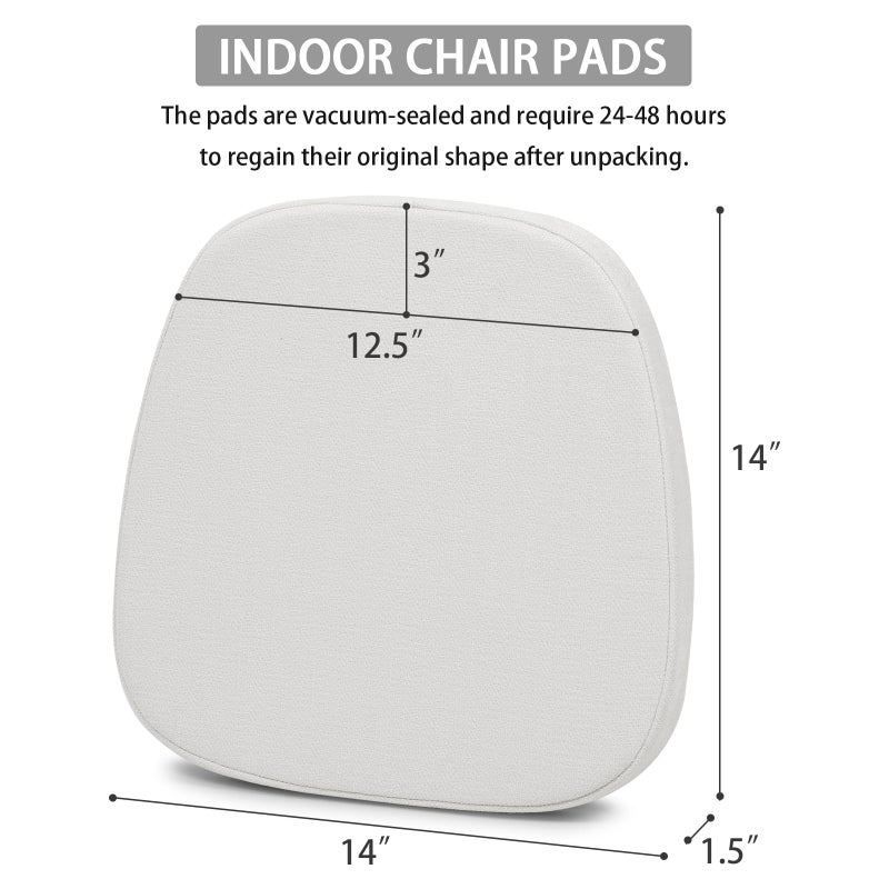 BAIBU baibu 14In Metal Chair Cushion with Ties  Set of 4 Non-Slip Metal Dining Chair Pads Kitchen Seat Cushions with Machine Washable Cover  14x14x1.5in  White - Image 3