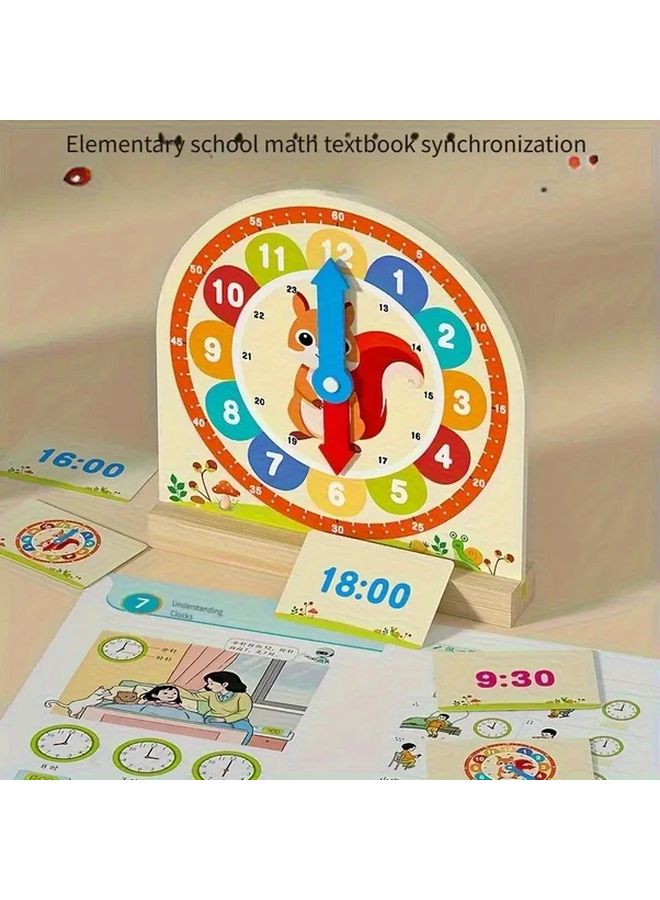 Squirrel Wooden Clock Model For Math And Cognitive Skills Development Time Teaching Toy - Image 2