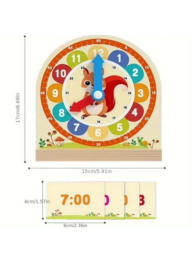 Squirrel Wooden Clock Model For Math And Cognitive Skills Development Time Teaching Toy - Image 4