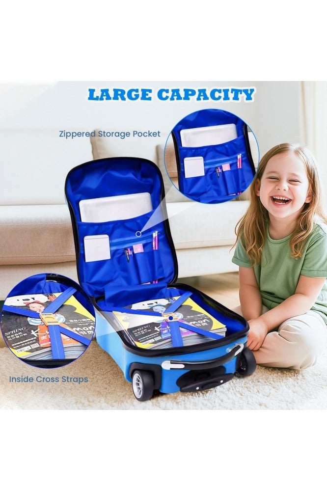 GGEROU Kids Car 2 Pcs Set Trolley with Kids Bag Blue - Image 4