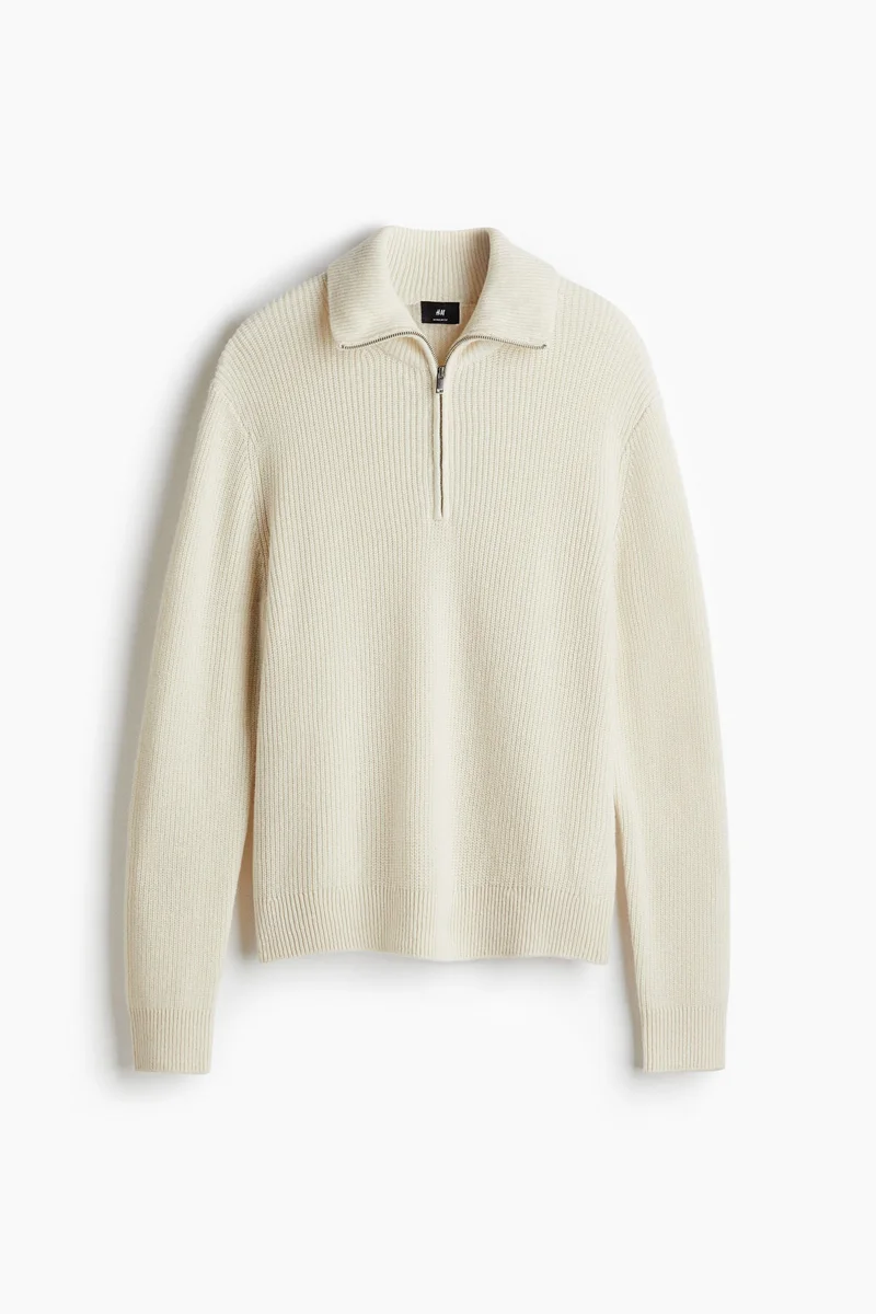 H&M Regular Fit Zip-top wool polo jumper