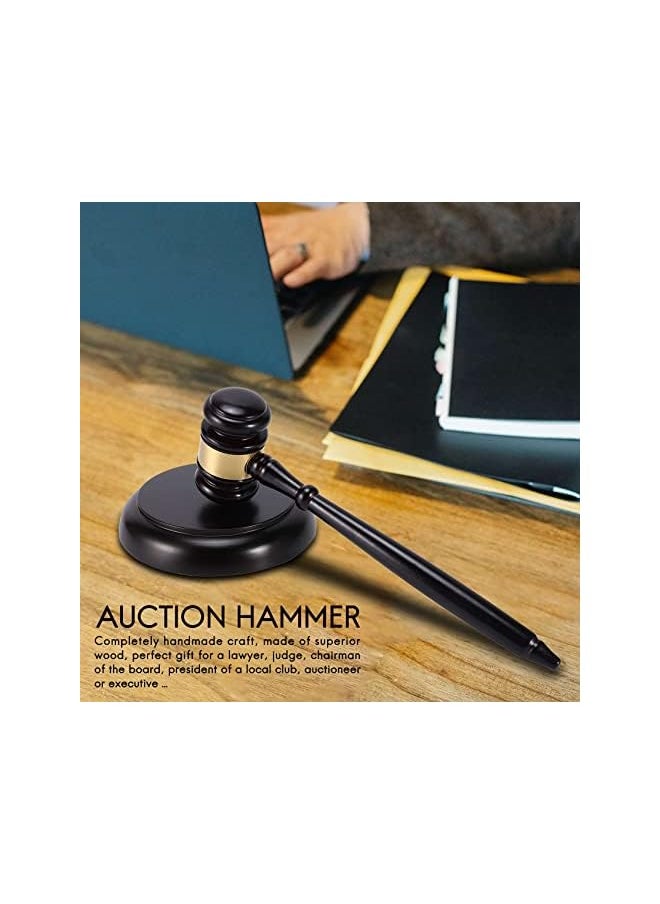 PROMASS - Wooden judge's gavel auction hammer with sound block for attorney judge auction handwork - Image 1