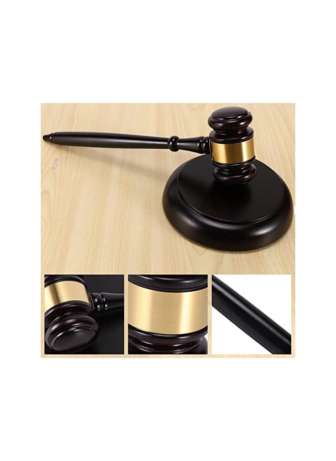 PROMASS - Wooden judge's gavel auction hammer with sound block for attorney judge auction handwork - Image 1