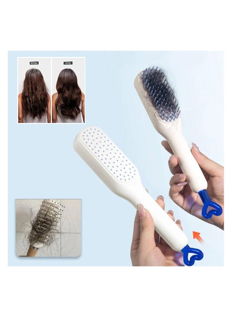 Anti-Static Massage Comb, Detangling Brush with Retractable Swivel Portable Hairbrush for Effortless Detangling and Cleaning