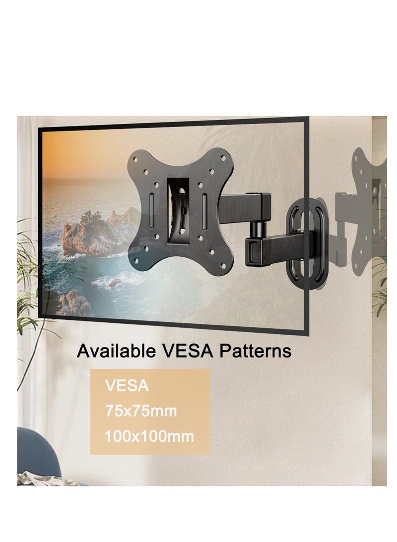 SYOSI Full Motion TV Wall Bracket Tilt Rotate Adjustable Tilts Swivel Extends Rotates Extension Arm for Most 14-27Inch Flat Curved Screen TV VESA 75x75mm/100x100mm Holds up to 10kg TV Wall Mount - Image 4