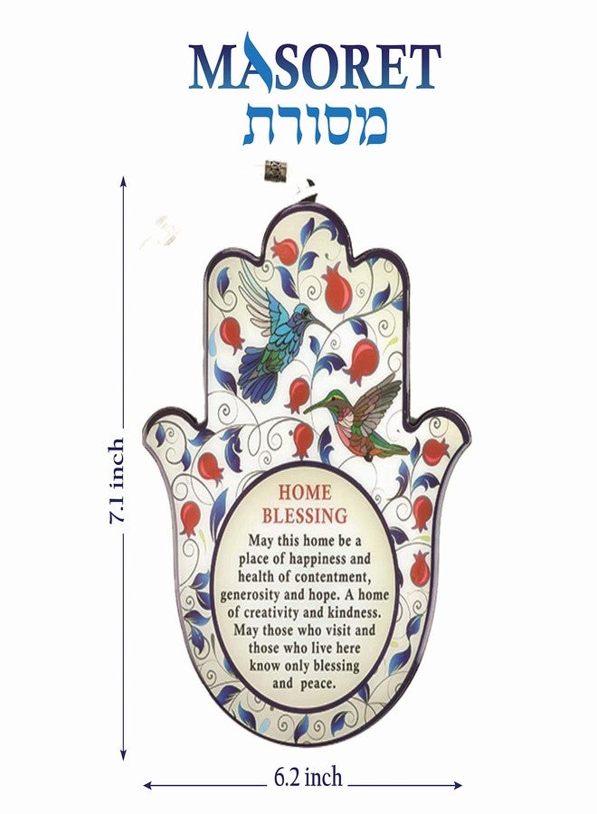 MASORET Epoxy Hamsa English Home Blessing 7.5" with Red Pomegranates Motif - Good Luck Hamsa Hand Wall Hanging Decor, Evil Eye Protection Amulet - Image 3