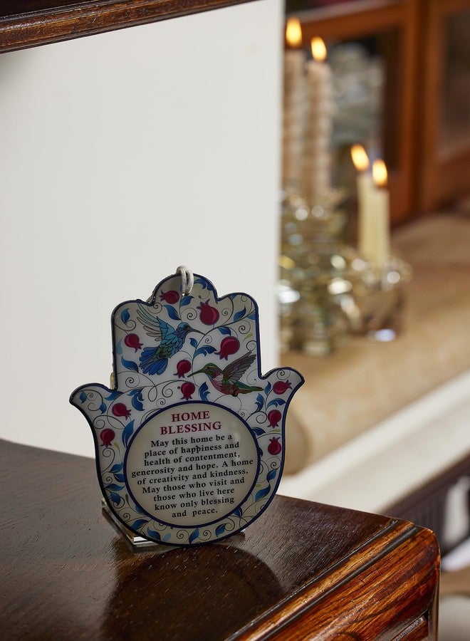 MASORET Epoxy Hamsa English Home Blessing 7.5" with Red Pomegranates Motif - Good Luck Hamsa Hand Wall Hanging Decor, Evil Eye Protection Amulet - Image 5