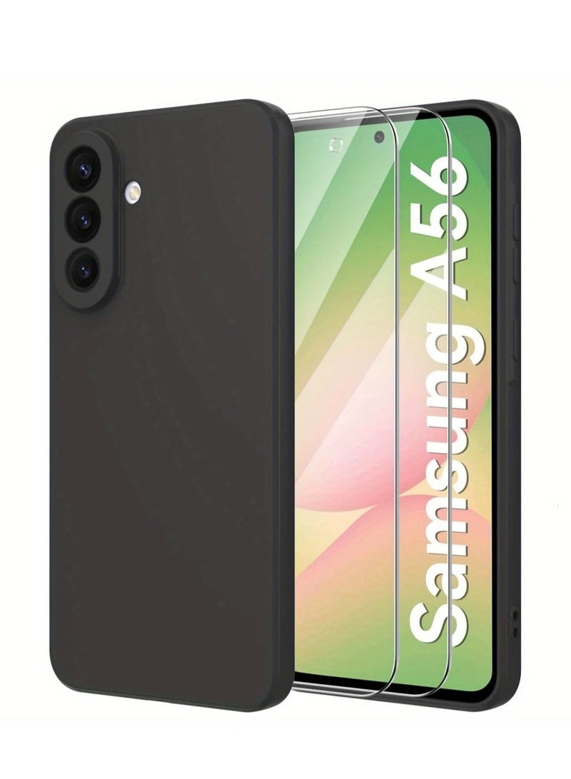 BORTONY Samsung galaxy A56 Case Cover Liquid Silicone Case With 2-Pack Screen Protector Silky-Soft Touch Full-Body Protective Phone Case for Samsung A56 6.7-inch - Image 1