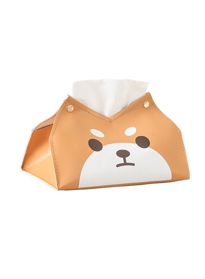 Shiba Inu Pattern PVC Leather Tissue Box, Rectangular Cartoon Tissue Box, PU Leather Cosmetic Bag - Image 1