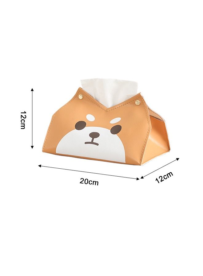 Shiba Inu Pattern PVC Leather Tissue Box, Rectangular Cartoon Tissue Box, PU Leather Cosmetic Bag - Image 4