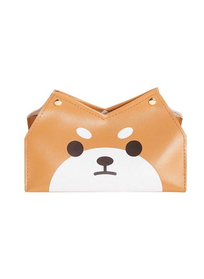 Shiba Inu Pattern PVC Leather Tissue Box, Rectangular Cartoon Tissue Box, PU Leather Cosmetic Bag - Image 2