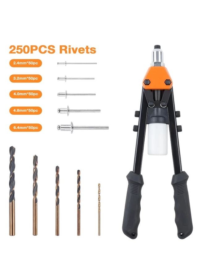 5 In 1 Heavy Duty Manual Rivet Gun Set With 5 Interchangeable Heads 250 Rivets - Image 1