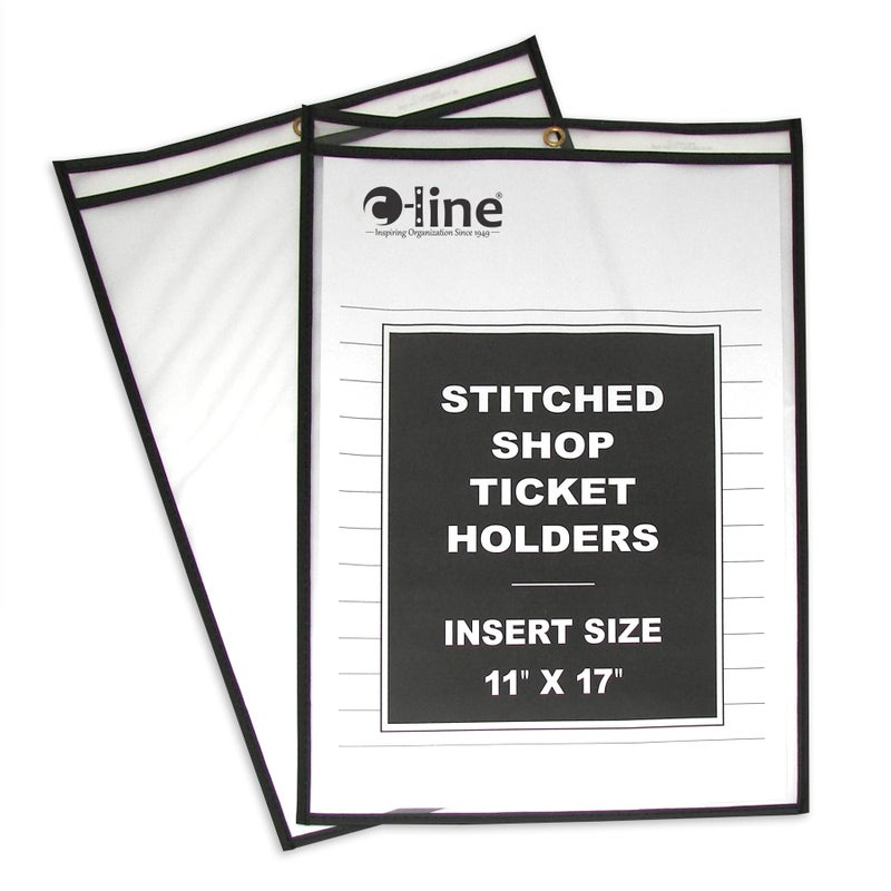 C-Line Stitched Shop Ticket Holders, Both Sides Clear, 11 x 17 Inches, 25 per Box (46117) - Image 1