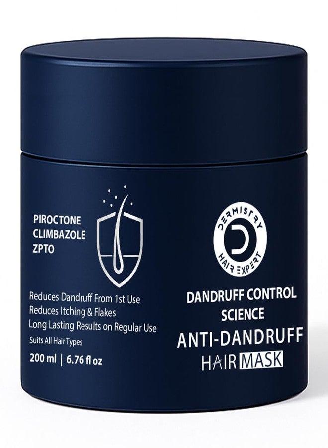 Dermistry Anti-Dandruff Hair Mask with Climbazole Piroctone ZPTO Reduces Dryness Flakes Itching Irritation Exfoliates Both Dry Oily Itchy Scalp Suits Dry Frizzy Curly All Hair Type For Men women 200ml - Image 1