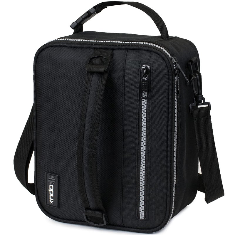 opux Insulated Lunch Box for Men Women Adult Compact Lunch Bag for Kids Boy Girl Teen Soft Lunch Cooler Bag for Work School Leakproof Lunchbox Lunch Pail with Clipon Buckle Black