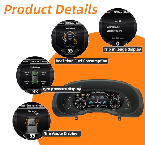 Pioowirk Cluster for Jeep Wrangler JK 2007-2010, 12.3" Digital Speedometer Screen with HD 1920x720 Screen, Aftermarker Instrument Dashboard Replacement for JK - Image 4
