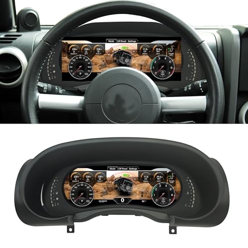 Pioowirk Cluster for Jeep Wrangler JK 2007-2010, 12.3" Digital Speedometer Screen with HD 1920x720 Screen, Aftermarker Instrument Dashboard Replacement for JK - Image 1