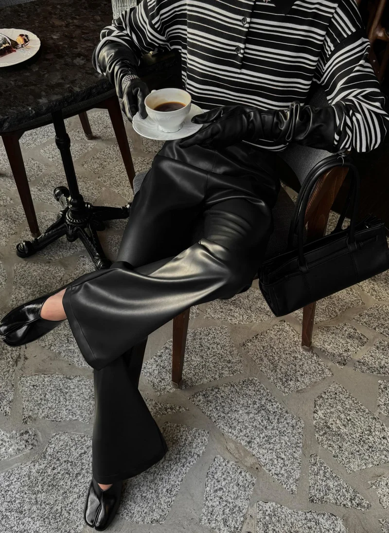 Lichi Flared eco-leather trousers