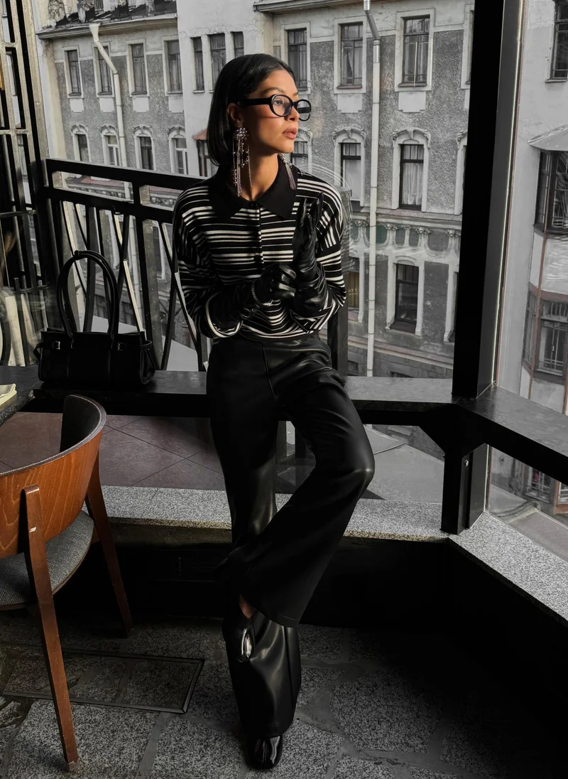 Lichi Flared eco-leather trousers