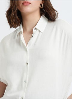 Dennis Lingo Relaxed Fit Offwhite Viscose Moss Shirt Spread Collar  - Image 2