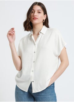 Dennis Lingo Relaxed Fit Offwhite Viscose Moss Shirt Spread Collar  - Image 3